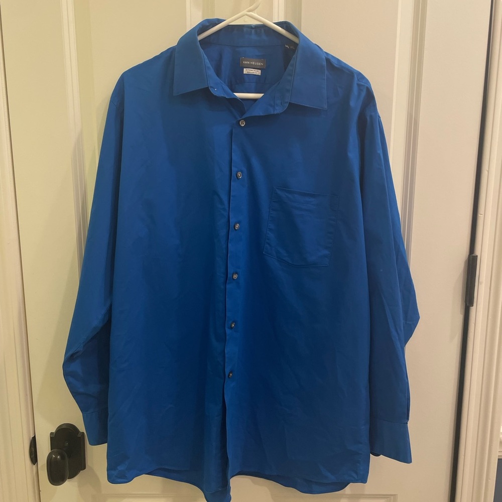 Men’s bright blue button down shirt